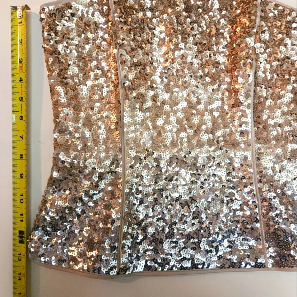 NWOT WHBM gold ombre sequin bustier size 2 - Picture 5 of 7